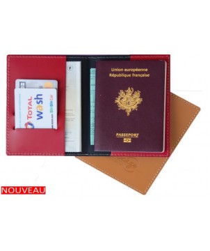 Etui passeport et carte grise en cuir recyclé Made in France publicitaire