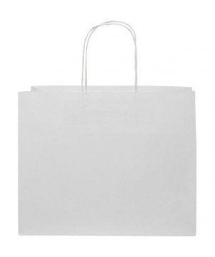 Sacs en Papier Publicitaires Personnalisés - Sac en papier Kraft 120 g/m2 avec poignées torsadées, grande taille - Blanc | PRINTECOM