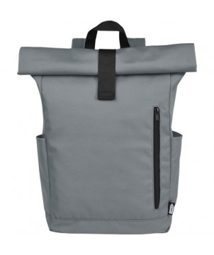 Sac à dos Byron de 18 L en RPET GRS 15,6" avec dessus enroulable - Gris clair | Sac à dos publicitaire | PRINTECOM