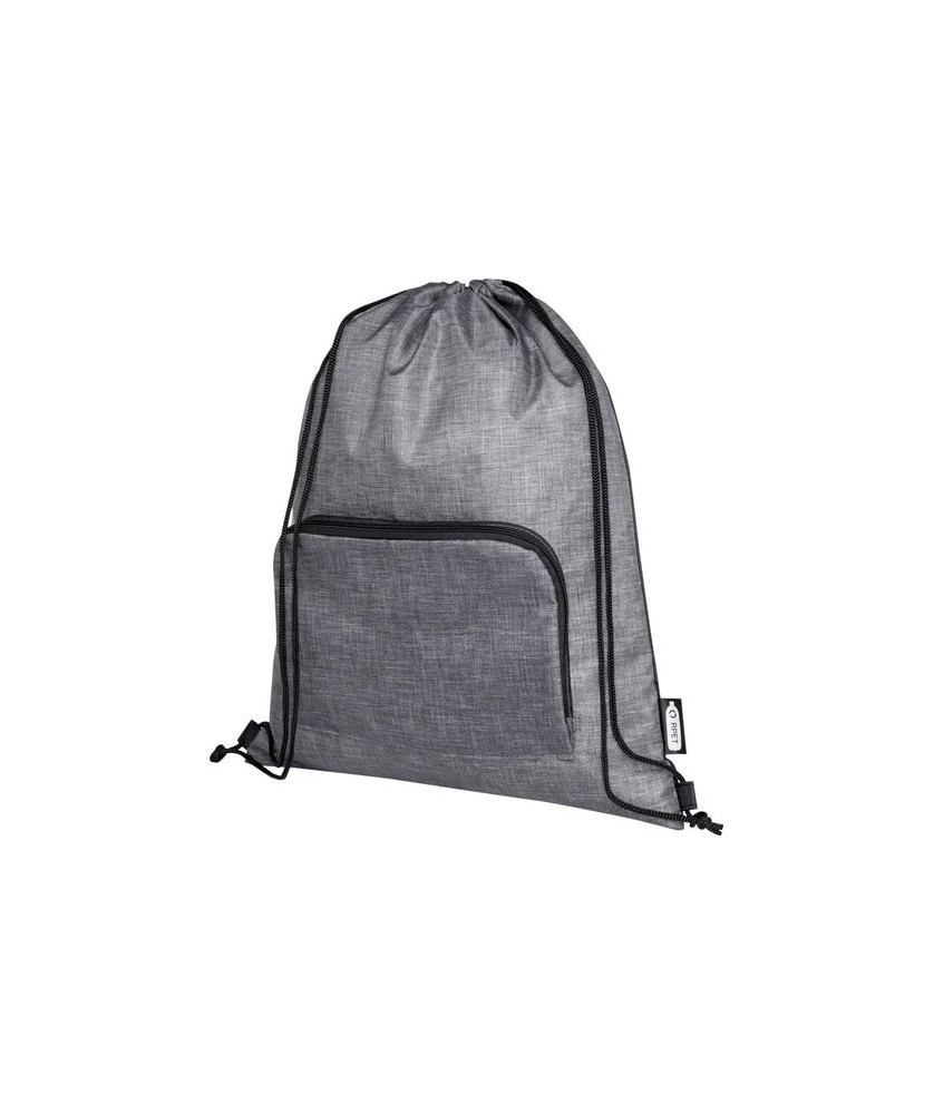 Sacs Publicitaires Écologiques Personnalisés - Sac pliable 7 L recyclé avec cordon de serrage Ash - Noir | PRINTECOM