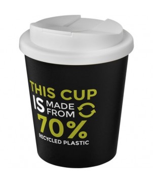 Gobelet recyclé Americano® Espresso Eco de 250 ml avec couvercle anti-déversement - Blanc | Mugs publicitaires | PRINTECOM