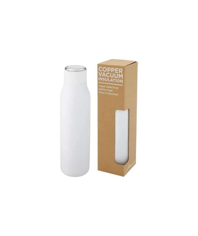 Bouteille isotherme Marka 600 ml avec couche de cuivre et avec boucle métallique - Blanc | Bouteille isotherme | PRINTECOM