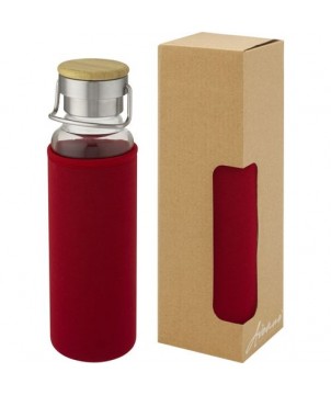 Bouteille Thor 660 ml en verre avec manchon en neoprene rouge | Bouteille et Gourde publicitaires | PRINTECOM