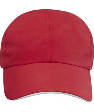 Casquette sandwich 6 panneaux Morion GRS recyclée ajustable rouge | Casquettes et bonnets publicitaires | PRINTECOM