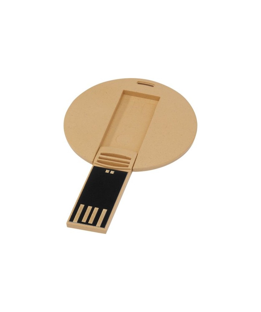 Clé USB biodégradable ronde 16 Gb - Marron | Clé USB publicitaire | PRINTECOM