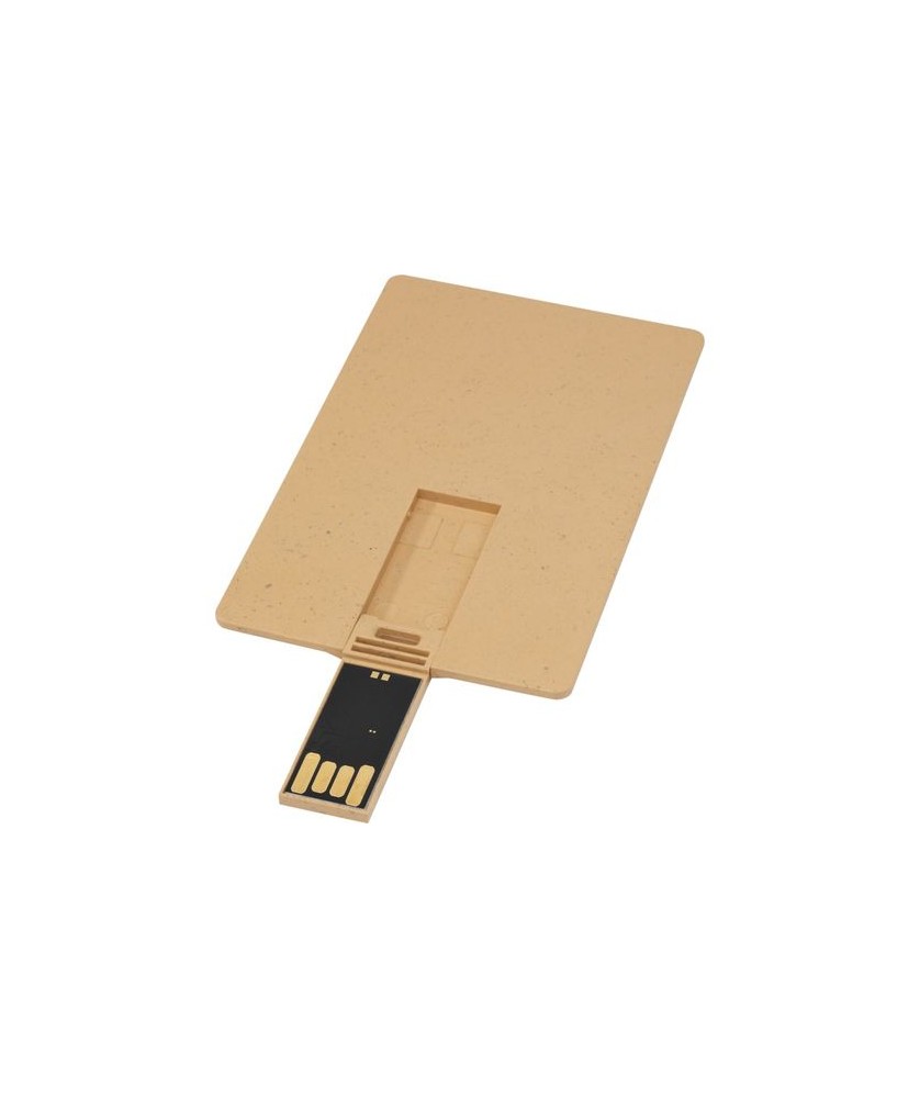 Clé USB biodégradable rectangulaire en forme de carte de crédit 2 Gb - Marron | Clé USB publicitaire | PRINTECOM