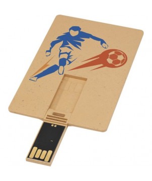 Clé USB biodégradable rectangulaire en forme de carte de crédit 2 Gb - Marron | Clé USB publicitaire | PRINTECOM