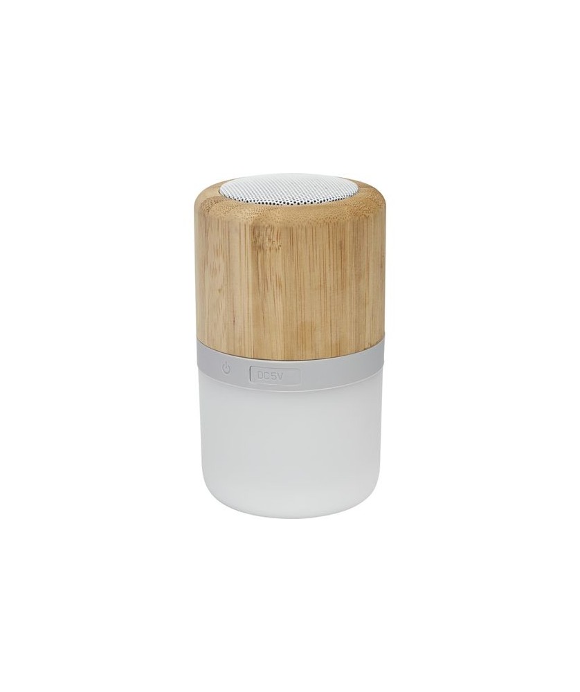 Goodies High-Tech Écologiques Personnalisés - Haut-parleur Bluetooth® Aurea en bambou avec lumière - Naturel | PRINTECOM