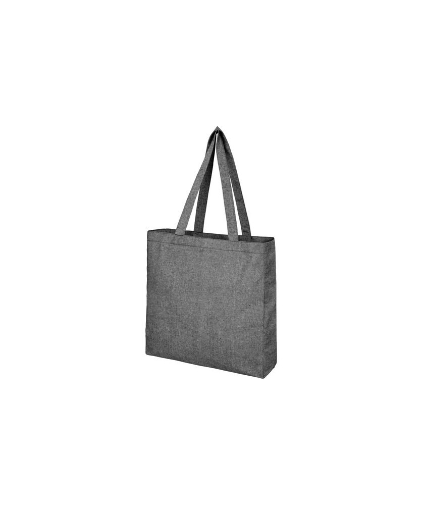 Sacs Publicitaires Écologiques Personnalisés - Sac shopping Pheebs recyclé avec soufflet 210 gr/m² 13L - Noir chiné | PRINTECOM