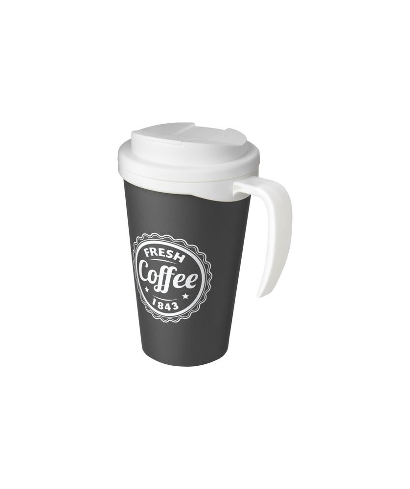 Mugs Publicitaires Personnalisés - Mug isolant Americano® Grande 350ml avec couvercle anti fuites - Blanc | PRINTECOM