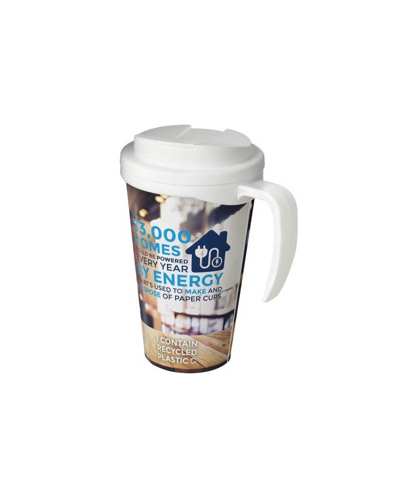 Mug isolant Brite-Americano® Grande 350ml avec couvercle anti fuite - Blanc | Mugs publicitaires | PRINTECOM