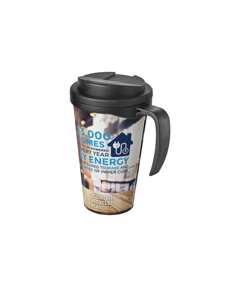 Mug isolant Brite-Americano® Grande 350ml avec couvercle anti fuite - Noir | Mugs publicitaires | PRINTECOM