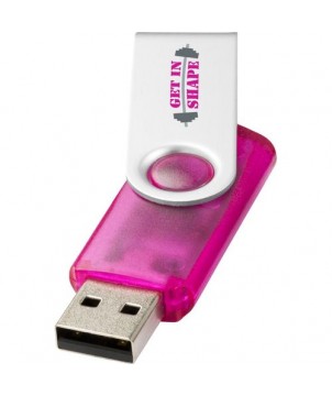 Clé USB rotative translucide 4 Gb - Rose | Clé USB publicitaire | PRINTECOM