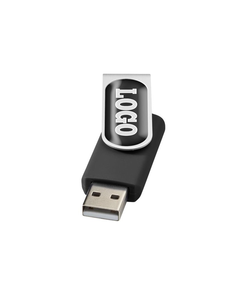 Clé USB rotative avec doming 2 Gb - Noir | Clé USB publicitaire | PRINTECOM