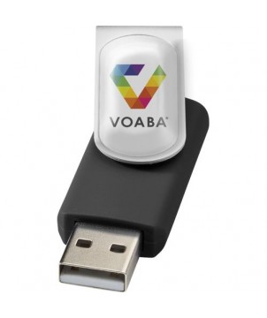 Clé USB rotative avec doming 2 Gb - Noir | Clé USB publicitaire | PRINTECOM