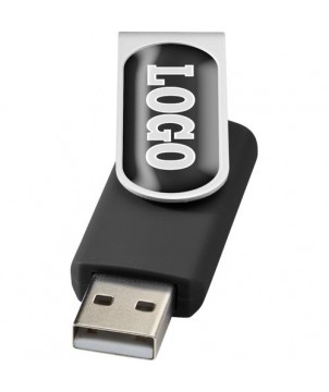 Clé USB rotative avec doming 8 Gb - Noir | Clé USB publicitaire | PRINTECOM