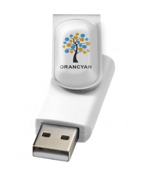 Clé USB rotative avec doming 4 Gb - Blanc | Clé USB publicitaire | PRINTECOM