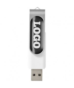 Clé USB rotative avec doming 4 Gb - Blanc | Clé USB publicitaire | PRINTECOM