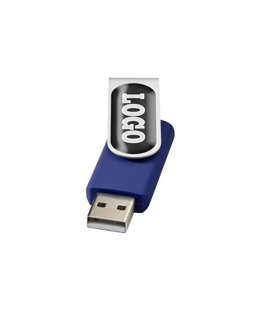 Clé USB rotative avec doming 4 Gb - Bleu | Clé USB publicitaire | PRINTECOM