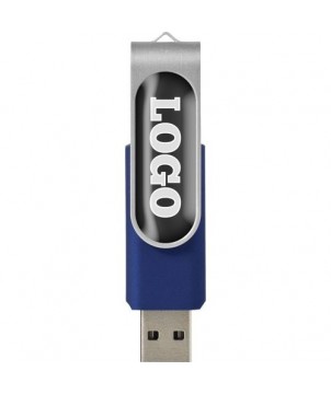 Clé USB rotative avec doming 4 Gb - Bleu | Clé USB publicitaire | PRINTECOM