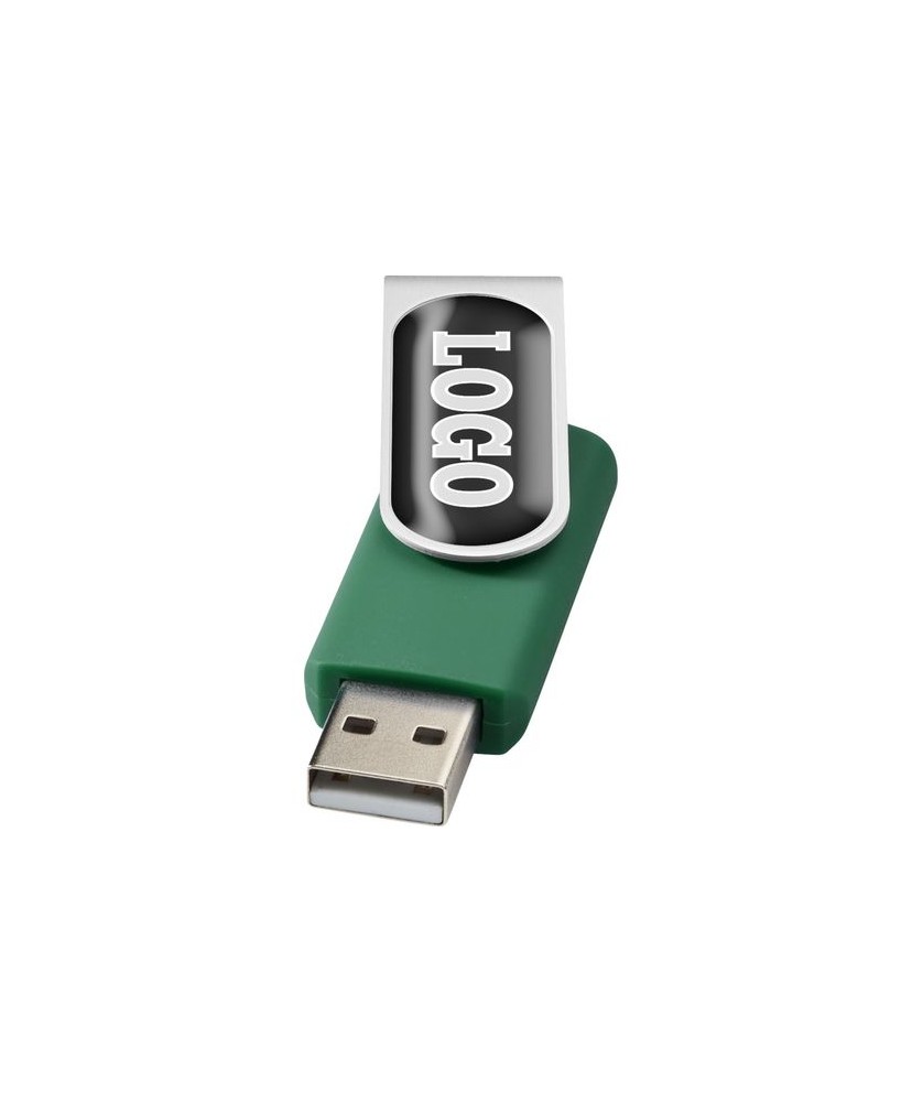 Clé USB rotative avec doming 32 Gb - Vert | Clé USB publicitaire | PRINTECOM