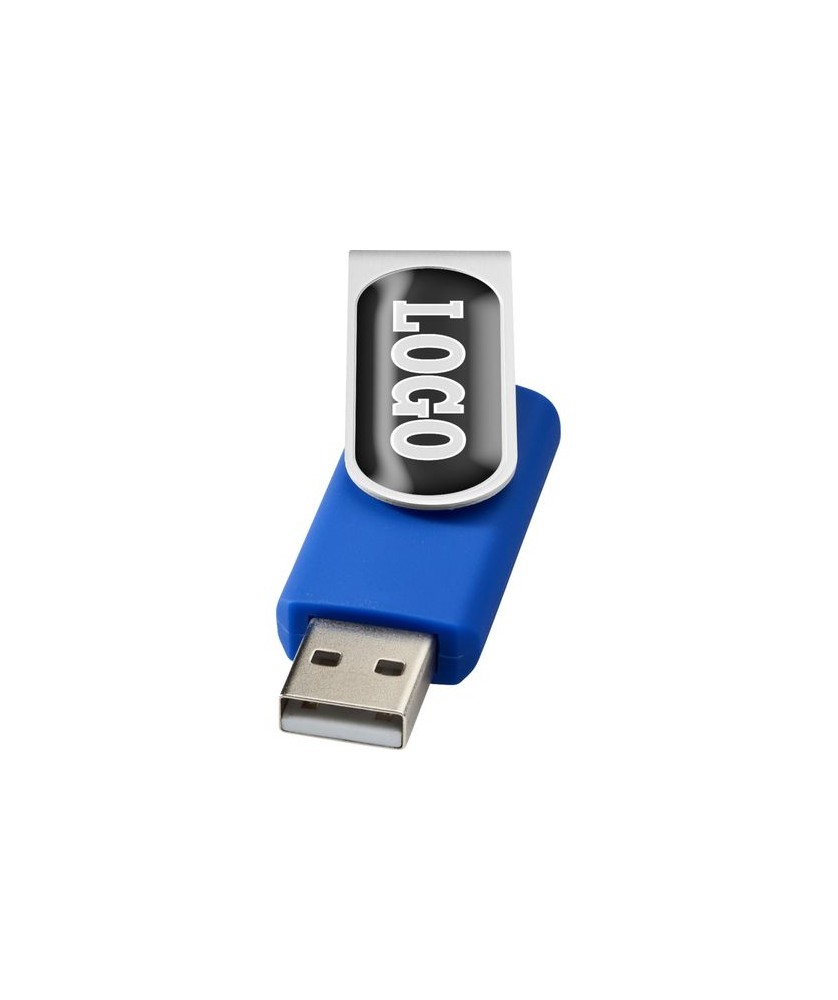 Clé USB rotative avec doming 32 Gb - Bleu royal | Clé USB publicitaire | PRINTECOM