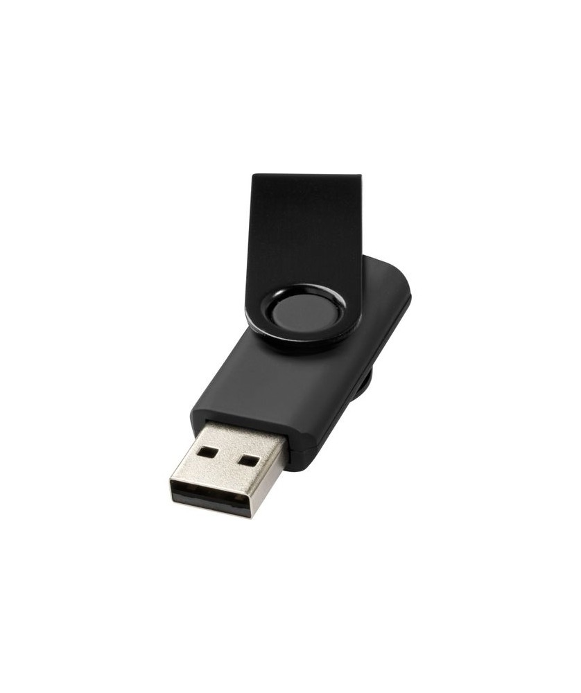 Clé USB rotative métallisée 8 Gb - Noir | Clé USB publicitaire | PRINTECOM