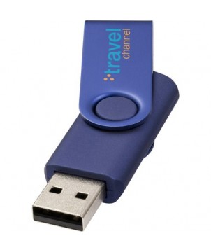 Clé USB rotative métallisée 16 Gb - Bleu | Clé USB publicitaire | PRINTECOM