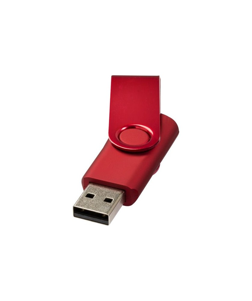 Clé USB rotative métallisée 8 Gb - Rouge | Clé USB publicitaire | PRINTECOM