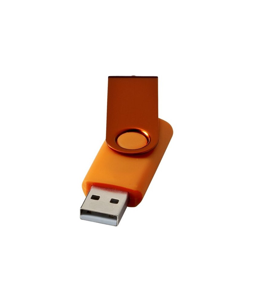 Clé USB rotative métallisée 1 Gb - Orange | Clé USB publicitaire | PRINTECOM