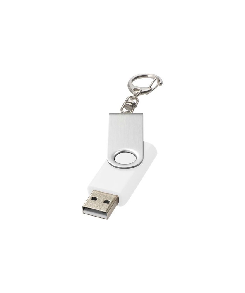 Clé USB rotative avec porte-clés 2 Gb - Blanc | Clé USB publicitaire | PRINTECOM