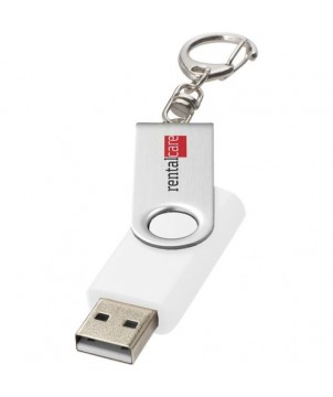 Clé USB rotative avec porte-clés 2 Gb - Blanc | Clé USB publicitaire | PRINTECOM