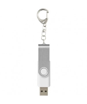 Clé USB rotative avec porte-clés 16 Gb - Blanc | Clé USB publicitaire | PRINTECOM