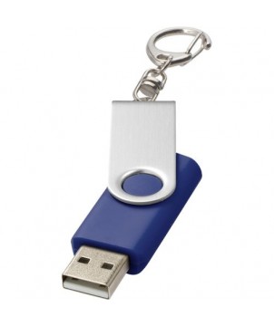 Clé USB rotative avec porte-clés 2 Gb - Bleu | Clé USB publicitaire | PRINTECOM