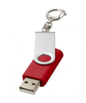 Clé USB rotative avec porte-clés 32 Gb - Rouge | Clé USB publicitaire | PRINTECOM