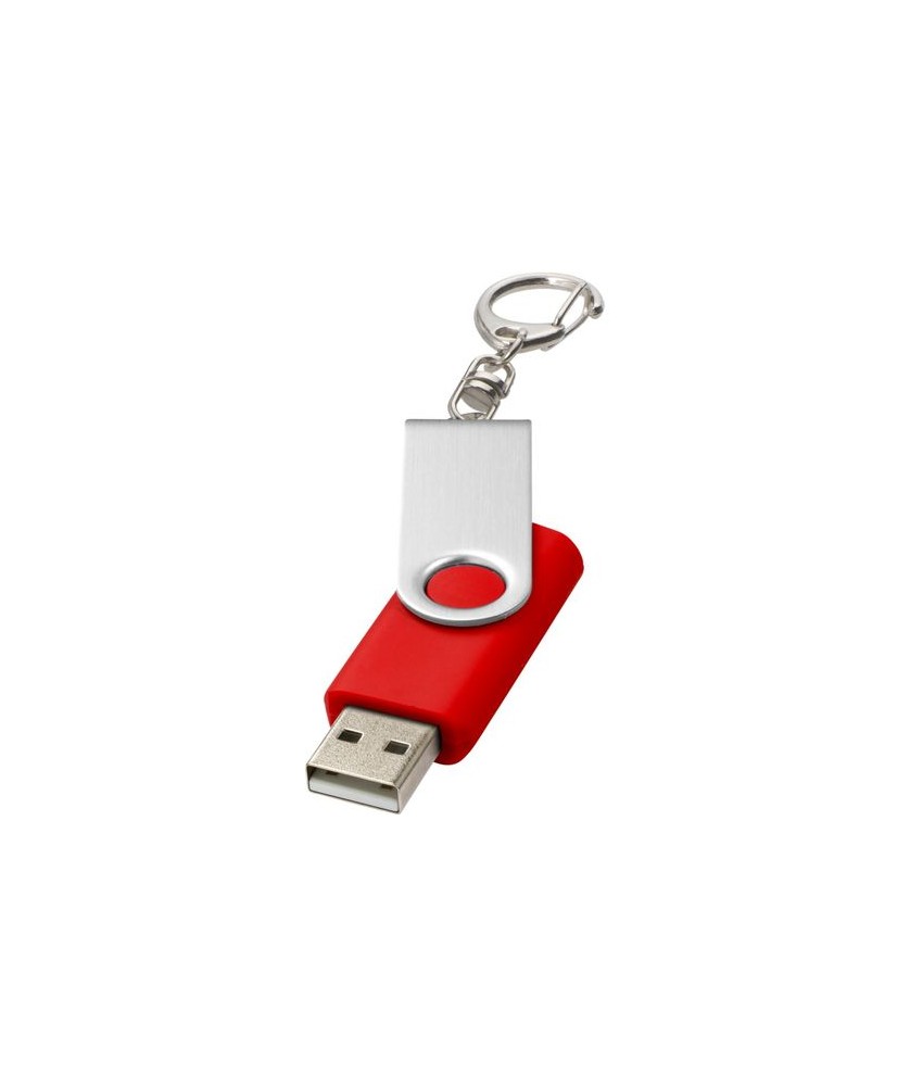 Clé USB rotative avec porte-clés 4 Gb - Rouge vif | Clé USB publicitaire | PRINTECOM