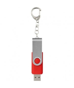 Clé USB rotative avec porte-clés 4 Gb - Rouge vif | Clé USB publicitaire | PRINTECOM