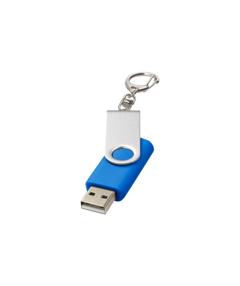 Clé USB rotative avec porte-clés 2 Gb - Bleu moyen | Clé USB publicitaire | PRINTECOM