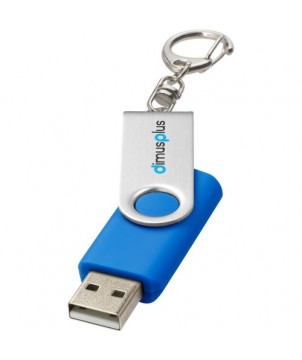 Clé USB rotative avec porte-clés 2 Gb - Bleu moyen | Clé USB publicitaire | PRINTECOM