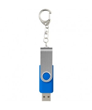 Clé USB rotative avec porte-clés 2 Gb - Bleu moyen | Clé USB publicitaire | PRINTECOM