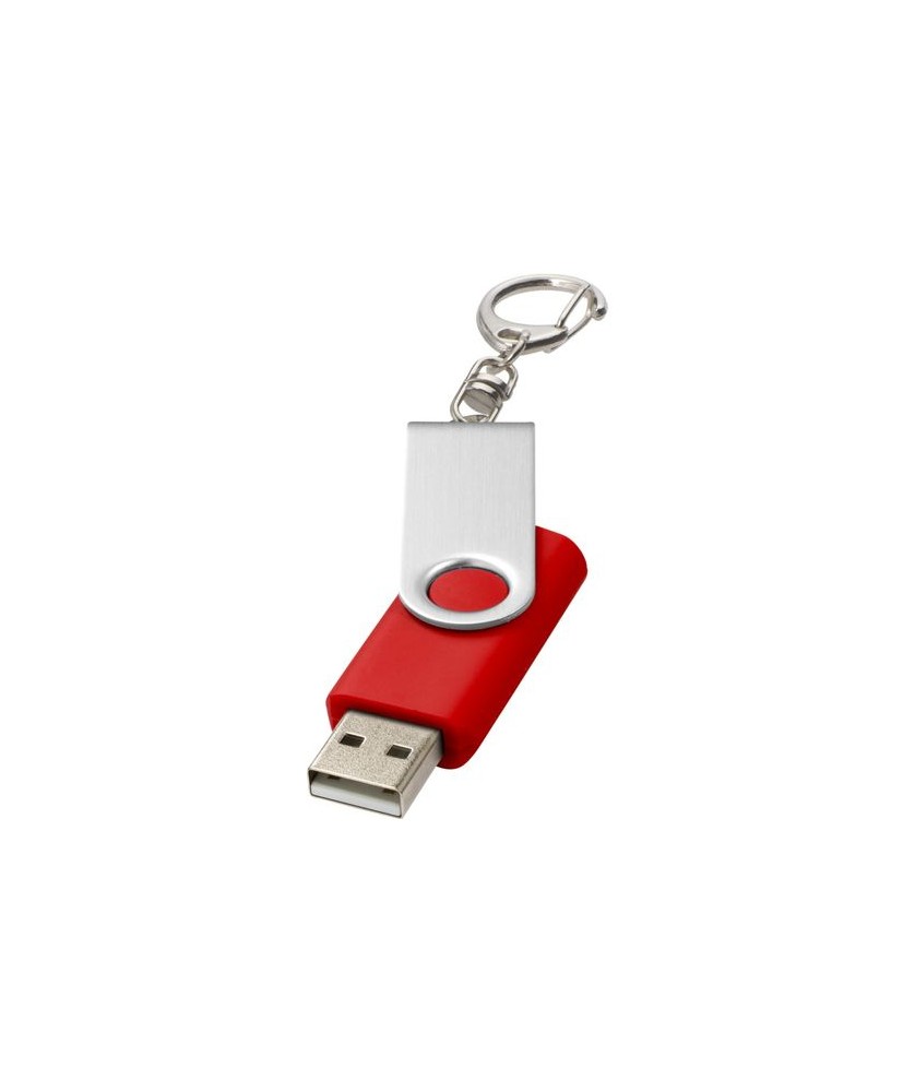 Clé USB rotative avec porte-clés 2 Gb - Rouge moyen | Clé USB publicitaire | PRINTECOM