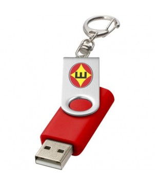 Clé USB rotative avec porte-clés 2 Gb - Rouge moyen | Clé USB publicitaire | PRINTECOM