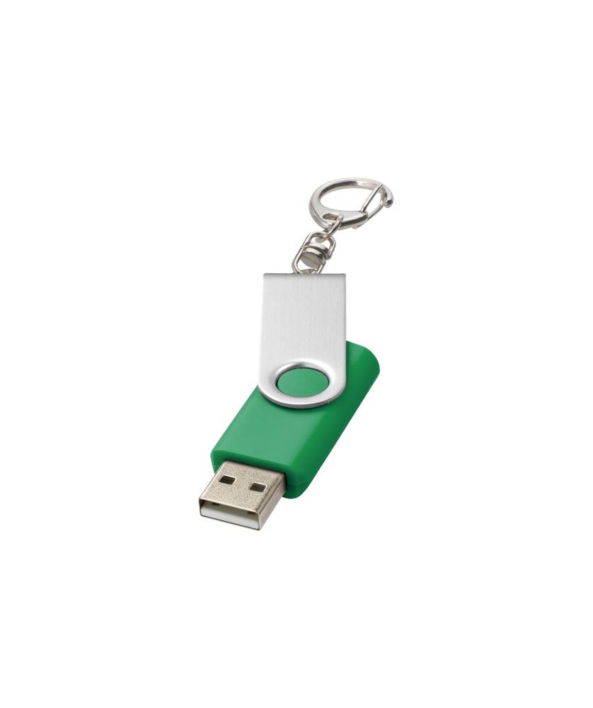 Clé USB rotative avec porte-clés 2 Gb - Vert | Clé USB publicitaire | PRINTECOM