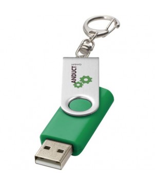 Clé USB rotative avec porte-clés 16 Gb - Vert | Clé USB publicitaire | PRINTECOM