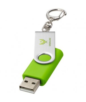 Clé USB rotative avec porte-clés 8 Gb - Vert citron | Clé USB publicitaire | PRINTECOM