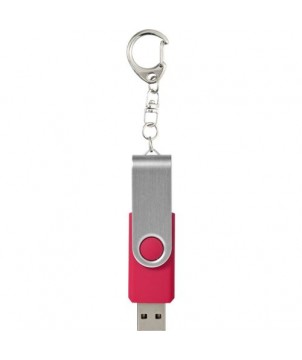 Clé USB rotative avec porte-clés 4 Gb - Magenta | Clé USB publicitaire | PRINTECOM