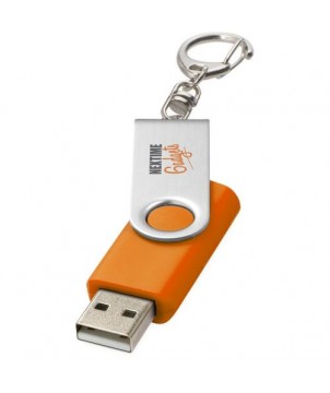 Clé USB rotative avec porte-clés 16 Gb - Orange | Clé USB publicitaire | PRINTECOM