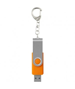 Clé USB rotative avec porte-clés 16 Gb - Orange | Clé USB publicitaire | PRINTECOM