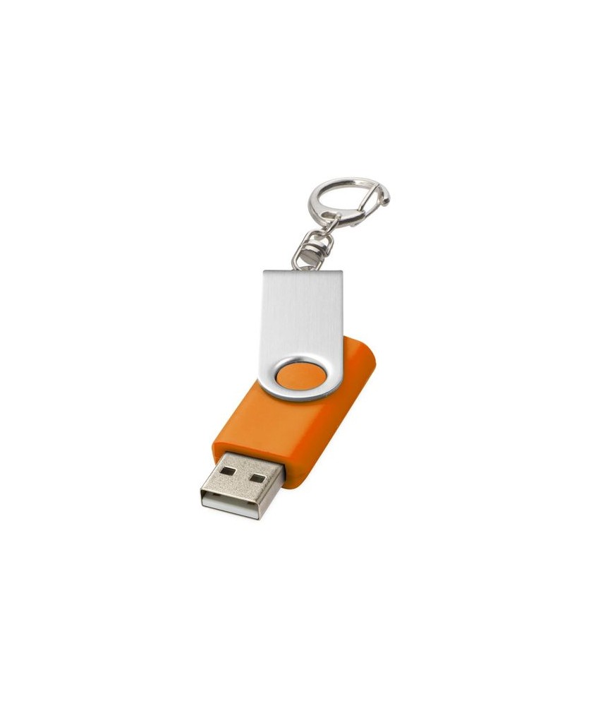 Clé USB rotative avec porte-clés 32 Gb - Orange | Clé USB publicitaire | PRINTECOM