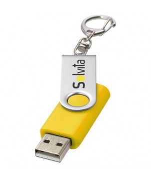 Clé USB rotative avec porte-clés 32 Gb - Jaune | Clé USB publicitaire | PRINTECOM